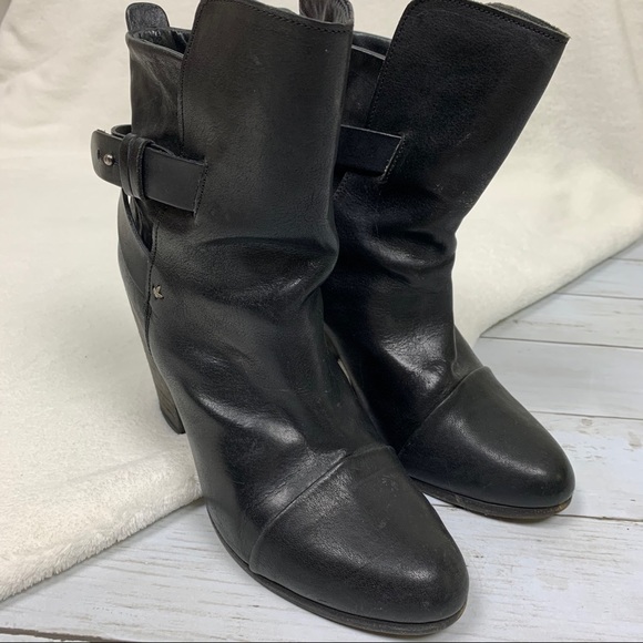 rag & bone Black Crossed Leather Booties - Picture 2 of 8